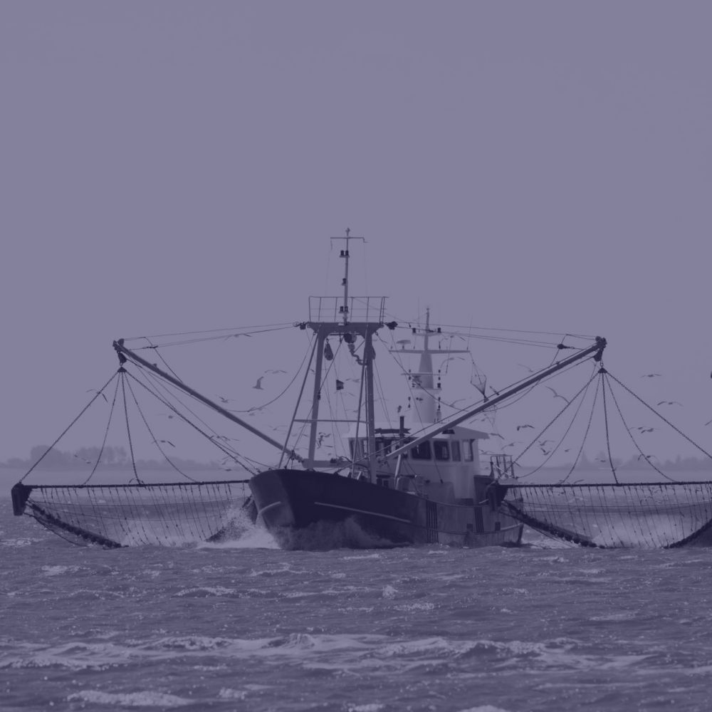 fishing boat with nets on Dutch wadden sea